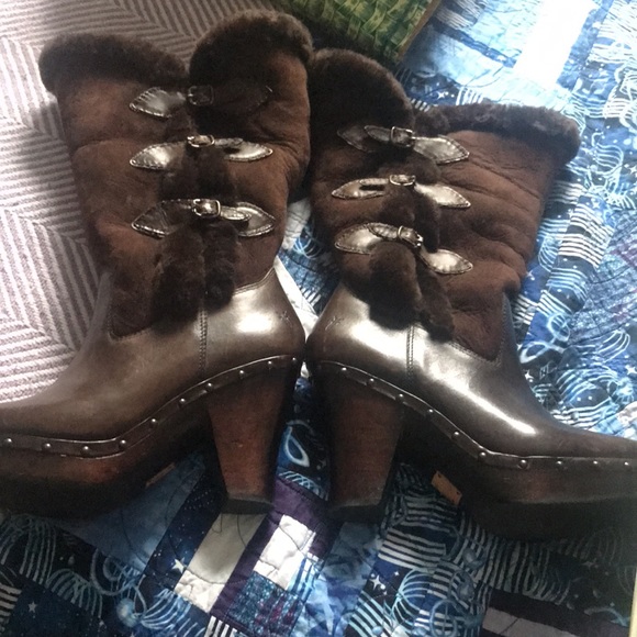 NEW Frye Ella Shearling sheepskin fold over boot - Picture 1 of 7